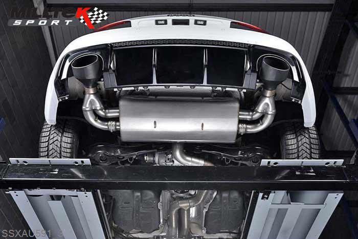 SSXAU591, Audi S/RS RS3 Sportback (8V MQB) 2015- Milltek, Cat-back system, Non-Res (Louder) with Cerakote Black Oval Trims 150 X 95mm Black Oval, 3 inch, 76,2mm