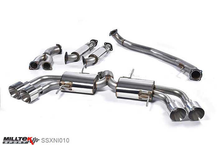 SSXNI010, Nissan GT-R R35 2009-2013 Milltek, Primary Cat-back system, 90mm Race System Quad 127mm GT127, 3,54 inch, 90mm