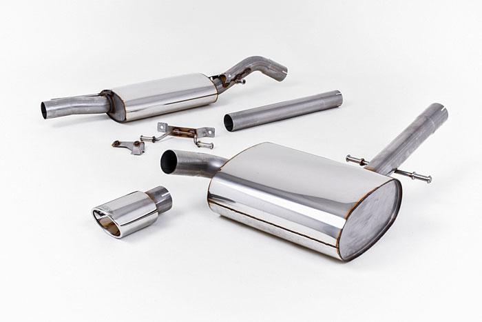 MCXVW220, VW Corrado G60 1.8 1988-1991 Milltek, Cat-back system, Resonated (quieter) with Polished Oval Tip , 2,25 inch, 57,15mm