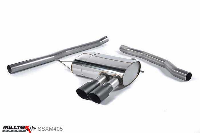 SSXM405, Mini Mk3 (F56) Mini Cooper S 2.0 Turbo (UK and European models) 2014- Milltek, Cat-back system, Non-resonated (louder). Cerakote Black Tips Twin 90mm GT90 Cerakote Black, 2,75 inch, 69,85mm