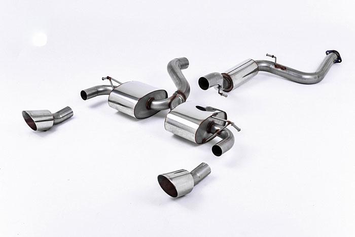 SSXFD070, Ford Focus MK2 RS 2.5T 305PS 2009-2010 Milltek, Cat-back system, Resonated (quieter) Dual DTM, 3 inch, 76,2mm
