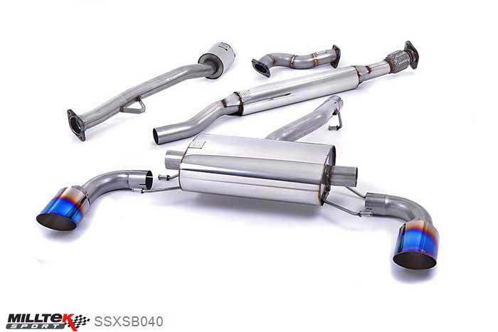 SSXSB040, Toyota GT86 2.0 litre 2012- Milltek, Primary Cat-back system, " Resonated (quieter). ""Burnt"" Titanium Tips" Dual GT115 Burnt Titanium, 2,5 inch, 63,5mm