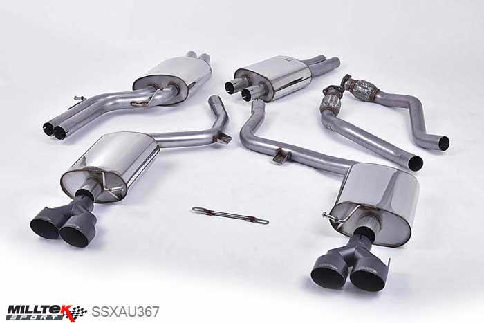 SSXAU367, Audi S/RS S5 Sportback 3.0 TFSI B8.5 2012- Milltek, Cat-back system, Ceramic Black Tips Quad 100mm GT100 Cerakote Black, 2,37 inch, 60,3mm