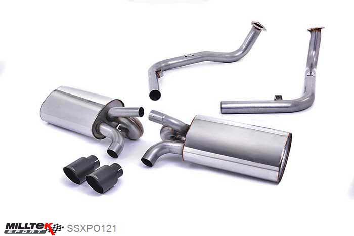 SSXPO121, Porsche Cayman S 3.4 987 Gen1 2006-2009 Milltek, Cat-back system, Cerakote Black Tips. Exc. Rear Catalysts Twin 90mm Special, 2,13 inch, 54mm
