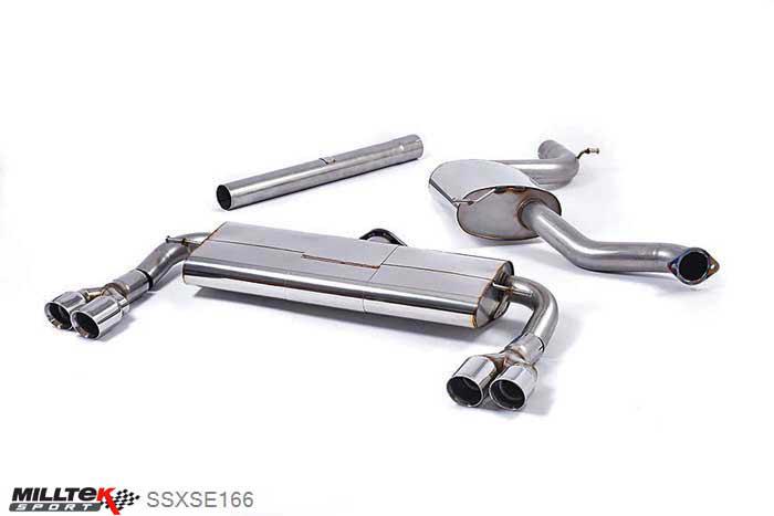 SSXSE166, Seat Leon Cupra 280 and 290 2.0 TSI (280 and 290PS) 2014- Milltek, Cat-back system, EC-Approved. Quad Polished Round Tips Twin 80mm GT80 Polished, 3 inch, 76,2mm
