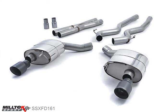 SSXFD161, Ford Mustang 5.0 V8 GT (Fastback) 2015- Milltek, Cat-back system, Dual Outlet Non Res (Louder) with Black GT-100 Tips 100mm GT100 Cerakote Black, 2,76 inch, 70mm