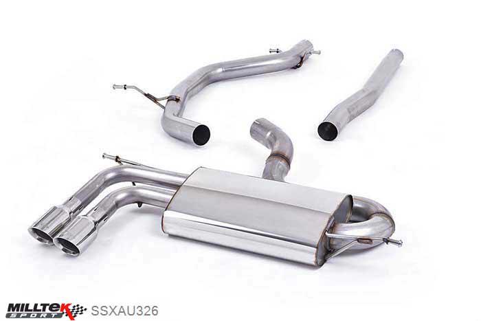 SSXAU326, Audi A3 2.0 TDI 140bhp 2WD 3 door DPF 2008-2012 Milltek, Particulate Filter-back system, Polished Tips Twin 80mm GT80 Polished, 2,75 inch, 69,85mm
