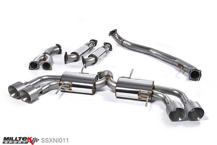 SSXNI011, Nissan GT-R R35 2009-2013 Milltek, Primary Cat-back system, 90mm Race System Quad 127mm GT127, 3,54 inch, 90mm