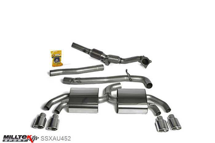 SSXAU452, Audi TT Mk2 TTS quattro 2008-2014 Milltek, Full System (including Hi-Flow Sports Cat), 3-inch Race System. Non-resonated (louder). Polished Tips. Requires a Stage 2 ECU remap , 3 inch, 76,2mm