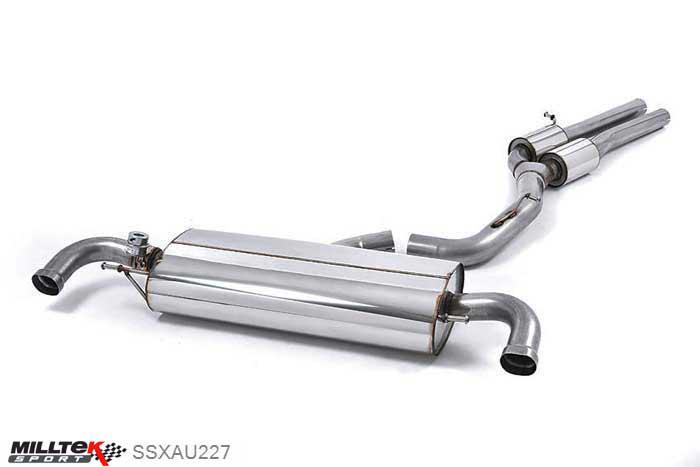 SSXAU227, Audi TT Mk2 TT RS Coupe 2.5-litre TFSI quattro 2009-2014 Milltek, Cat-back system, Resonated (quieter). Uses OE Tips and includes Active Exhaust Valve (works with Sport button to release extra sound when required) , 3 inch, 76,2mm