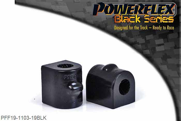 PFF19-1103-19BLK, Ford Fiesta Mk6 inc ST and Fusion (2002-2008) Front Anti Roll Bar Bush 19mm, This part replaces OE numbers: 1152852 and DD32-34-156. Please check anti roll bar diameter before ordering. 19mm, 2 stuk(s) benodigd  per auto, 2 stuk(s) in verpakking, prijs per set van 2 stuk(s)