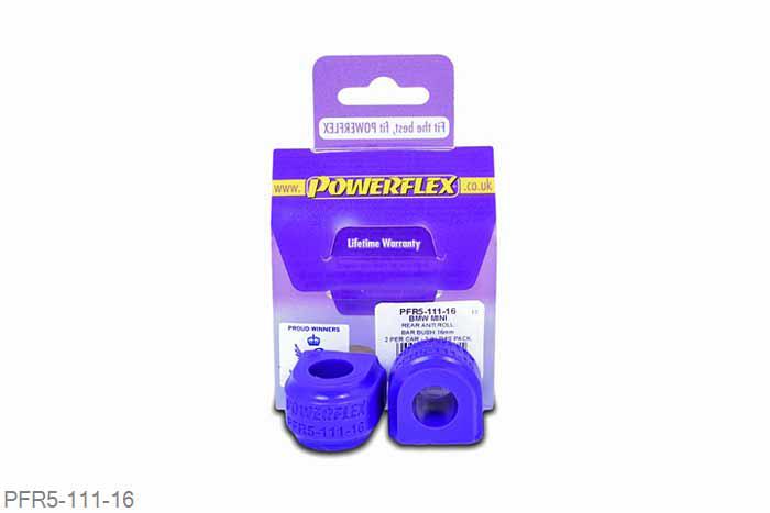PFR5-111-16, Mini Mini Generation 1 (R50/52/53) (2000 - 2006), Rear Anti Roll Bar Bush 16mm This part replaces OE number: 33556754823 and fits vehicles with a 16mm anti roll bar diameter. 16mm, 2 stuk(s) benodigd  per auto, 2 stuk(s) in verpakking, prijs per set van 2 stuk(s)