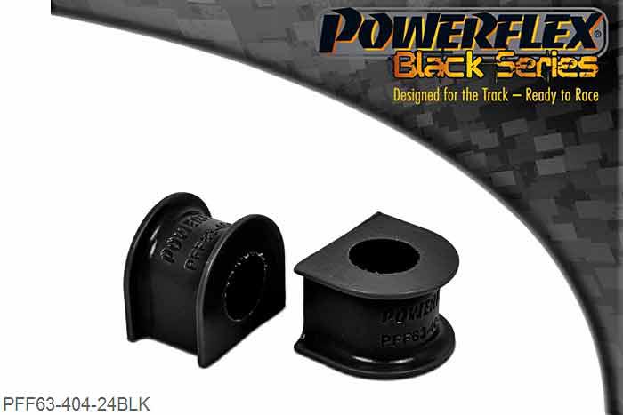 PFF63-404-24BLK, Rover 200 (1995), 25 Front Anti Roll Bar Mounts 24mm, Rover 220 Turbo front roll bar size is 23mm. For KV6 and M47R models ARB bushes are 24mm in diameter and K1.8 models are 23mm in diameter. 24mm, 2 stuk(s) benodigd  per auto, 2 stuk(s) in verpakking, prijs per set van 2 stuk(s)
