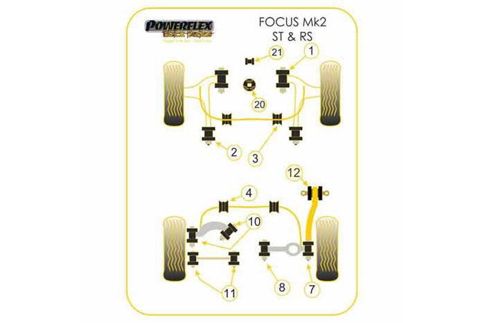 EXH005, Ford Focus MK2 RS Exhaust Mount - Rear Box,  A=71mm B=50mm, 3 stuk(s) benodigd  per auto, 1 stuk(s) in verpakking, prijs per set van 1 stuk(s)