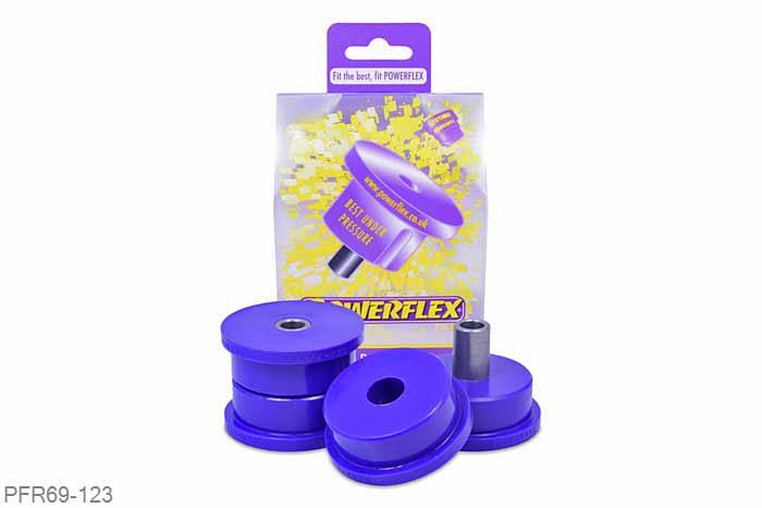 PFR69-123, Subaru Impreza Turbo, WRX and Sti (GC,GF 93 - 00), Rear Diff Mount, Early RA & UK WRX Models This bush fits the rear diff bracket as fitted to early JDM RA models and early UK WRX models, please check image to confirm correct mounting bracket. All other models use PFR69-122 where the rear diff mounts directly onto the subframe., 2 stuk(s) benodigd  per auto, 2 stuk(s) in verpakking, prijs per set van 2 stuk(s)