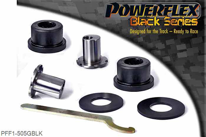 PFF1-505GBLK, Alfa Romeo Brera (2005-2010) Front Upper Arm Front Bush, Adjustable, On car adjustable bush allowing changes to the camber and caster angles. Use in conjunction with PFF1-506GBLK. This part replaces bush in arm OE numbers: 50704947,51787337, 50707481, 51835397, 50704948, 51787336, 50707480, 51835398. For a non-adjustable version of this bush please use PFF1-505BLK., 2 stuk(s) benodigd  per auto, 2 stuk(s) in verpakking, prijs per set van 2 stuk(s)
