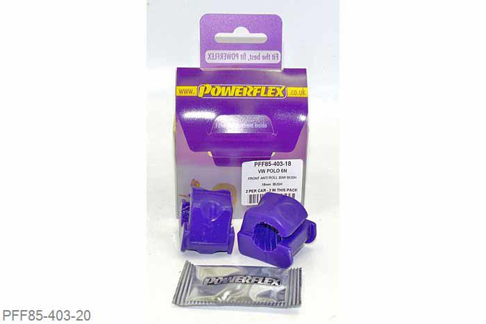 PFF85-403-20, Seat Arosa (1997 - 2004), Front Anti Roll Bar Bush 20mm Does not fit Lupo 1996-2006 1.2 3L TDi and 1.4 FSi models with chassis codes ANY, AYZ & ARR models. Measure bar where the bush sits as the diameter varies along the length of the anti roll bar. 20mm, 2 stuk(s) benodigd  per auto, 2 stuk(s) in verpakking, prijs per set van 2 stuk(s)