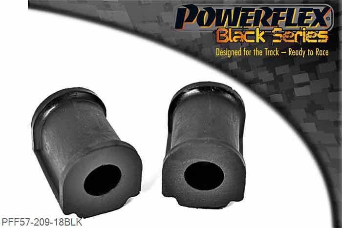 PFF57-209-18BLK, Porsche 964 (1989 - 1994) Rear Anti Roll Bar Bush 18mm, For 911 Classic models 1977 onwards only. For 911 Classic models 1974 to 1977 use 4 x PFR57-412-18. Please measure anti roll bar diameter before ordering. 18mm, 2 stuk(s) benodigd  per auto, 2 stuk(s) in verpakking, prijs per set van 2 stuk(s)