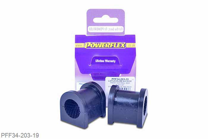 PFF34-203-19, Opel VX220 (Opel Speedster), Front Anti Roll Bar Bush 19mm Replaces standard OEM part number A111C0094F (Lotus) or 9197781 (Vauxhall/Opel). Fits standard 3/4inch anti roll bars using the D shaped bracket. Fits Elise series 1 (from chassis number W3039) and series 2, Exige 2 & V6, 211 and the Vauxhall VX220 19mm, 2 stuk(s) benodigd  per auto, 2 stuk(s) in verpakking, prijs per set van 2 stuk(s)