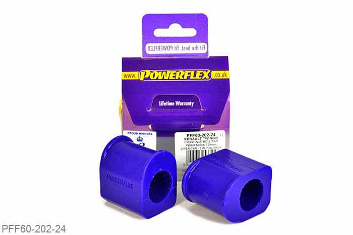 PFF60-202-24, Renault Twingo II (2007 - 2014), Front Anti Roll Bar Chassis Mount Bush 24mm This part replaces OE number: 8200554863. Check anti roll bar diameter before ordering 24mm, 2 stuk(s) benodigd  per auto, 2 stuk(s) in verpakking, prijs per set van 2 stuk(s)