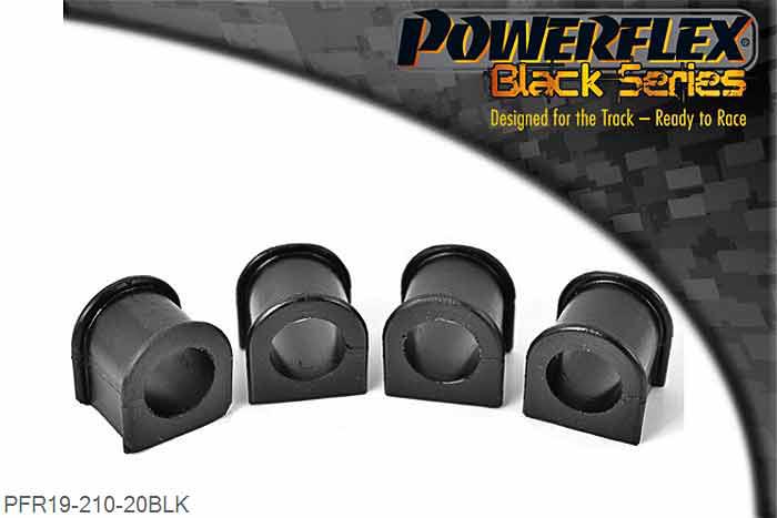 PFR19-210-20BLK, Ford KA (1996-2008) Rear Anti Roll Bar Mounting Bush, Some Anti Roll Bar mounts have a flat bottom (PFR19-210-20) & Some are cylindrical (PFR19-608). Please check anti roll bar size before ordering 20mm, 4 stuk(s) benodigd  per auto, 4 stuk(s) in verpakking, prijs per set van 4 stuk(s)