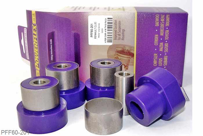PFF60-201, Renault Clio including 16v and Williams, Front Lower Wishbone Bush 40mm diameter Fits Clio and 16V models. For Williams models use PFF60-301 or PFF60-301G., 4 stuk(s) benodigd  per auto, 4 stuk(s) in verpakking, prijs per set van 4 stuk(s)