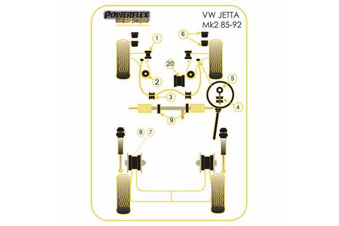 BS008, VW Jetta MK2 (1985-1992) Bump Stop, VW Rear, BS 008 fits the rear of the following VW models Volkswagen Corrado (1989 - 1995) Volkswagen Golf Mk 3 (1992-1998) Volkswagen Golf Mk2 (1985-1992) Volkswagen Jetta (1985 - 1992) Volkswagen Vento (1992 - 1998) 60mm x 58mm x 10.5mm, 2 stuk(s) benodigd  per auto, 2 stuk(s) in verpakking, prijs per set van 2 stuk(s)