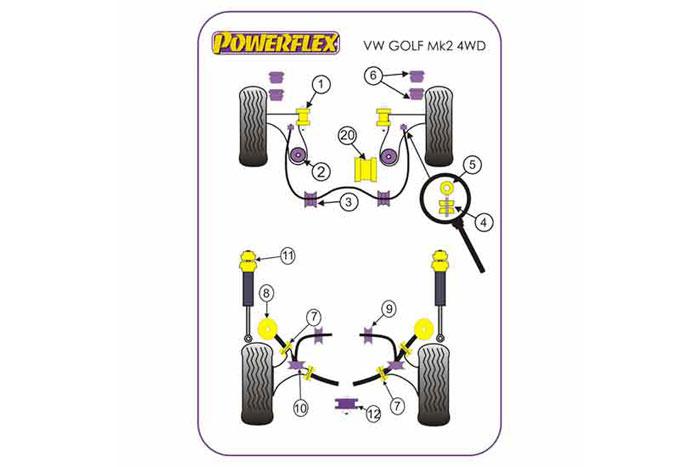 EXH006, VW Golf MK2 (1985 - 1992) G60, Rallye, Country, Exhaust Mounts , 1 stuk(s) benodigd  per auto, 1 stuk(s) in verpakking, prijs per set van 1 stuk(s)