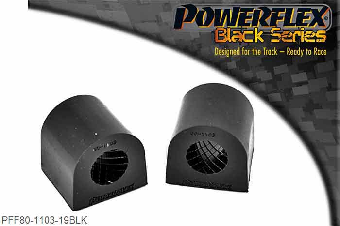 PFF80-1103-19BLK, Alfa Romeo MiTo (2008 onwards) Front Anti Roll Bar Bush 19mm, This part replaces OE numbers: 0350181S, 13343139 and 207668. Please check anti roll bar diameter before ordering. 19mm, 2 stuk(s) benodigd  per auto, 2 stuk(s) in verpakking, prijs per set van 2 stuk(s)