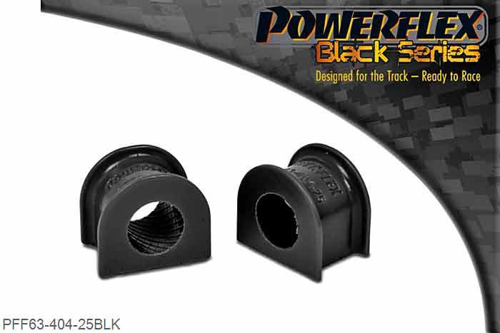 PFF63-404-25BLK, Rover 200 (1995), 25 Front Anti Roll Bar Mounts 25mm, Rover 220 Turbo front roll bar size is 23mm. For KV6 and M47R models ARB bushes are 24mm in diameter and K1.8 models are 23mm in diameter. 25mm, 2 stuk(s) benodigd  per auto, 2 stuk(s) in verpakking, prijs per set van 2 stuk(s)