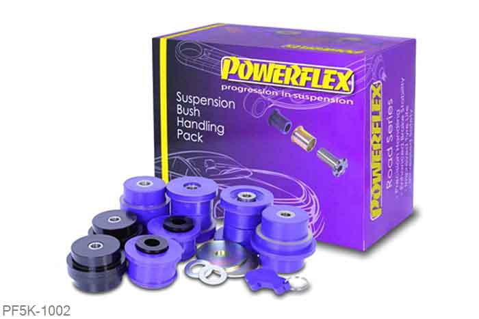 PF5K-1002, BMW E36 3 Series (1990 - 1998), Powerflex Handling Pack Included within this handling pack are the following parts:PFF5-303Front Lower Wishbone Rear Bush Caster OffsetPFR5-3608Rear Trailing Arm Front BushPFR5-3607Rear Subframe Front Mounting BushPFR5-3606Rear Subframe Rear MountingThis Handling Pack contains a selection of parts from a complete vehicle listing, clickhereto see more parts available., 1 stuk(s) benodigd  per auto, 1 stuk(s) in verpakking, prijs per set van 1 stuk(s)