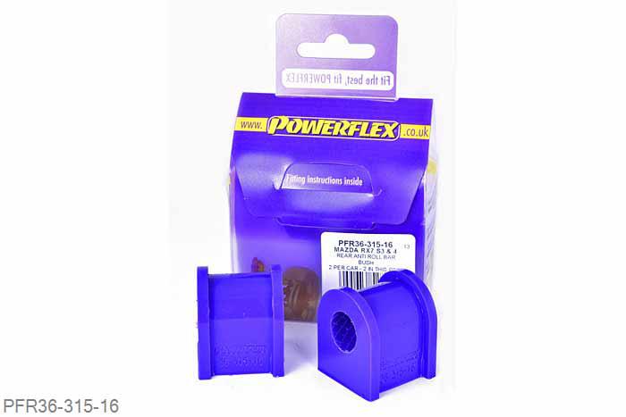 PFR36-315-16, Mazda RX-7 Generation 3 and 4 (1992-2002), Rear Anti Roll Bar Bush 16mm  16mm, 2 stuk(s) benodigd  per auto, 2 stuk(s) in verpakking, prijs per set van 2 stuk(s)
