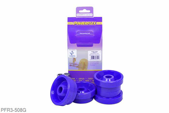 PFR3-508G, Skoda Octavia Mk1 Typ 1U 4WD (1996-2004), Rear Trailing Arm Front Bush Toe Adjust This part replaces OE number: 1J0505171B and has been engineered to provide an additional 0.5 degrees positive toe adjustment, useful to correct excessive toe-in on heavily lowered cars. For a standard replacement part with no offset geometry, please use PFR3-508., 2 stuk(s) benodigd  per auto, 2 stuk(s) in verpakking, prijs per set van 2 stuk(s)