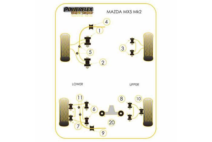 EXH005, Mazda MX5 NB (1998-2005) Exhaust Mounts,  A=71mm B=50mm, 1 stuk(s) benodigd  per auto, 1 stuk(s) in verpakking, prijs per set van 1 stuk(s)