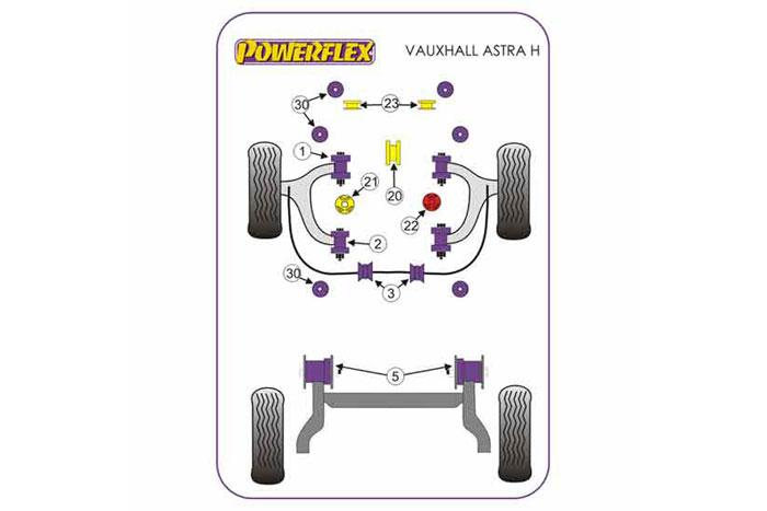 EXH016, Opel Astra MK5 - Astra H (2004-2010), Universal Exhaust Mount Quantity as required A=56mm B=38mm, 1 stuk(s) benodigd  per auto, 1 stuk(s) in verpakking, prijs per set van 1 stuk(s)
