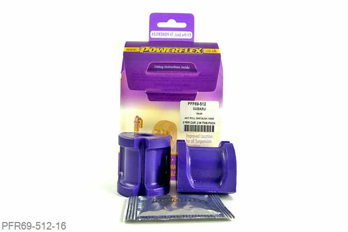 PFR69-512-16, Subaru Impreza including WRX and STi, (GH 10/07-12/10, GR 02/08-12/10), Rear Anti Roll Bar Bush 16mm Please measure the diameter of the anti roll bar and order the correct size. 16mm, 2 stuk(s) benodigd  per auto, 2 stuk(s) in verpakking, prijs per set van 2 stuk(s)