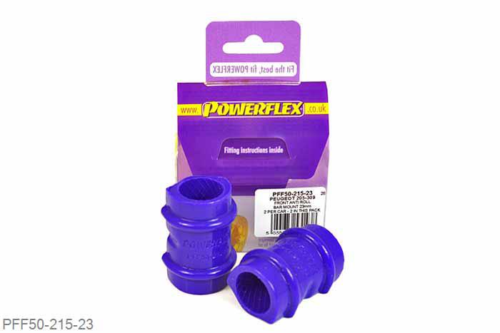 PFF50-215-23, Peugeot 205 Gti and 309 Gti, Anti Roll Bar Bush 23mm This part replaces OE number: 5094.40 and 509440. Please check size before ordering. 23mm, 2 stuk(s) benodigd  per auto, 2 stuk(s) in verpakking, prijs per set van 2 stuk(s)