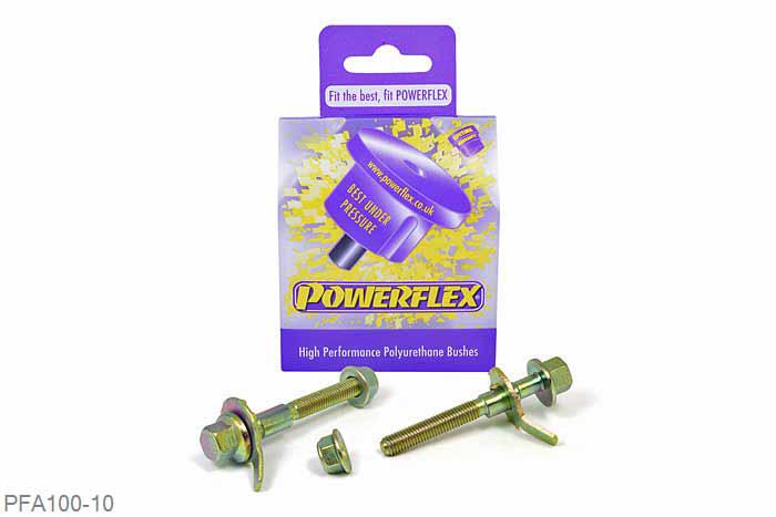 PFA100-10, Powerflex Polyurethane Street Use PowerAlign Camber Bolt Kit (10mm), Alfa Romeo 145, 146, 155 (1992-2000), Kit contains 2 camber bolts, tab washers and nuts. Camber adjusting bolt to replace the original 10mm bolt.  Why not add our Magnetic Camber Gauge to your tool kit so that you can make pit garage adjustments to your suspension using PowerAlignCamber Bolts....ClickHEREfor more information., 1 stuk(s) benodigd  per auto, 1 stuk(s) in verpakking, prijs per set van 1 stuk(s), Nummer N/A in diagram