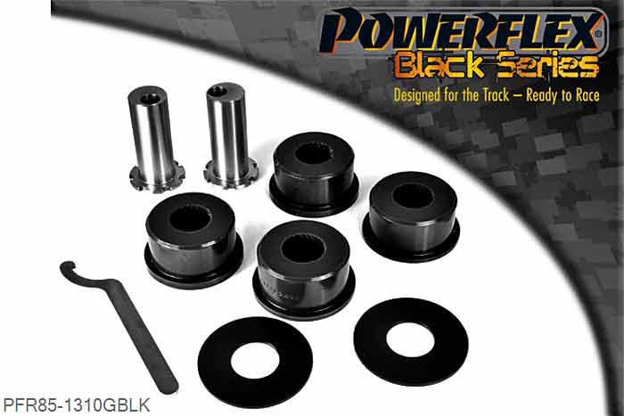 PFR85-1310GBLK, VW T5 Transporter (2003 -) Rear Arm Outer Bush, Adjustable, Allows adjustment of rear camber and toe, use with PFR85-1311GBLK. Camber adjustment of +/- 1.0 degree when using both PFR85-1310GBLK and PFR85-1311GBLK bushes.  For a non adjustable bush use PFR85-1310BLK., 2 stuk(s) benodigd  per auto, 2 stuk(s) in verpakking, prijs per set van 2 stuk(s)