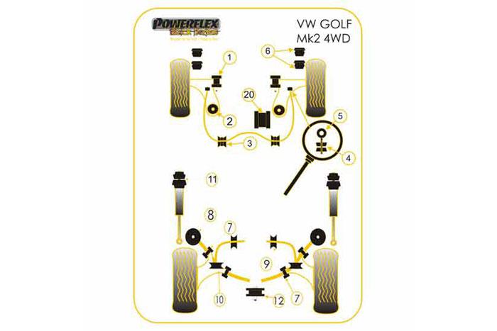 EXH006, VW Golf MK2 (1985 - 1992) G60, Rallye, Country Exhaust Mounts, , 1 stuk(s) benodigd  per auto, 1 stuk(s) in verpakking, prijs per set van 1 stuk(s)