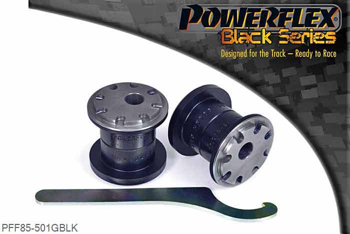PFF85-501GBLK, Audi A3 MK2 8P (2003-) Front Wishbone Front Bush Camber Adjustable, This bush features a CNC machined Stainless Steel sleeve with an offset bore that can be rotated using our bespoke tooling (supplied), giving +/- 0.5 degrees of on-car camber adjustment. It is designed to complement PFF85-502G that fits into the rear position of the same arm to provide anti-lift and caster adjust.  This part replaces OE part number: 1K0407182., 2 stuk(s) benodigd  per auto, 2 stuk(s) in verpakking, prijs per set van 2 stuk(s)