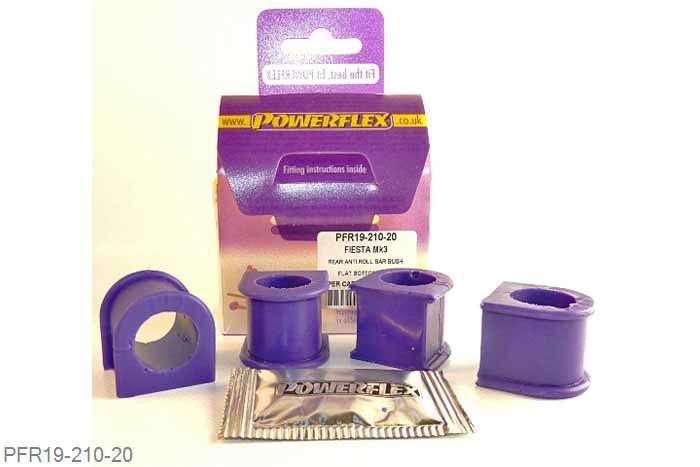 PFR19-210-20, Ford Fiesta Mk3 (1989-1996) inc RS Turbo, XR2i and RS1800 16V, Rear Anti Roll Bar Mounting Bush 20mm Some Anti Roll Bar mounts have a flat bottom (PFR19-210-20) & Some are cylindrical (PFR19-608). Please check anti roll bar size before ordering 20mm, 4 stuk(s) benodigd  per auto, 4 stuk(s) in verpakking, prijs per set van 4 stuk(s)