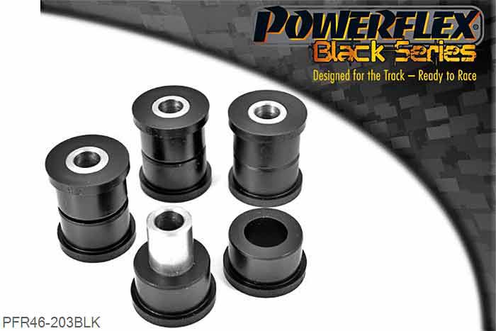 PFR46-203BLK, Nissan 200SX - S13, S14, S14A and S15 Rear Trailing Arm Bush, The length of the bush is 45mm with a diameter of 33mm. Please check original bush to confirm dimensions. For bushes that measure 50mm with a diameter of 31.25mm use part PFR46-210BLK. - These fit the Skyline R32 Models Only, For R33/R34 Use PFR46-210BLK. - These fit the 200sx S13 Models Only, For S14/S15 Use PFR46-210BLK., 4 stuk(s) benodigd  per auto, 4 stuk(s) in verpakking, prijs per set van 4 stuk(s)