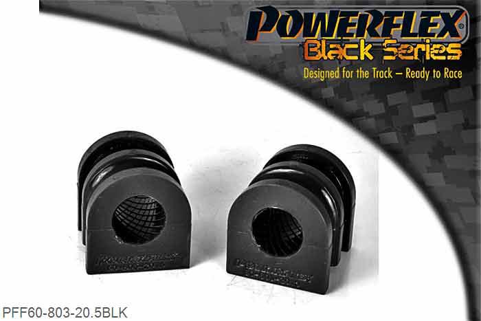 PFF60-803-20.5BLK, Renault Clio III (2005 - 2012) Front Anti Roll Bar Bush 20.5mm, This part replaces OE numbers: 7701062549 and 7701059966. This bush is half the length of the bracket and uses a spacer, for models with full bush with no spacer use PFF60-503-*. 20.5mm, 2 stuk(s) benodigd  per auto, 2 stuk(s) in verpakking, prijs per set van 2 stuk(s)