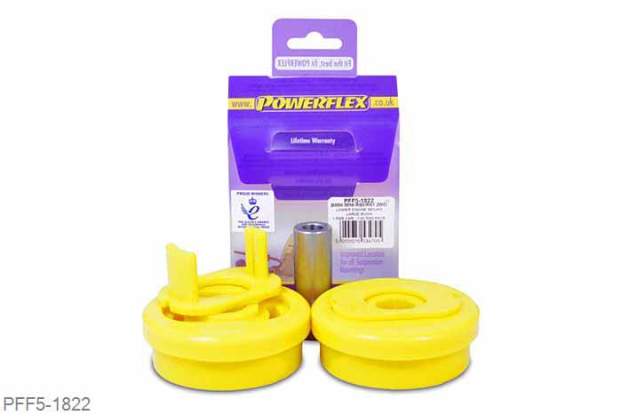 PFF5-1822, Mini Mini Countryman R60 2WD (2010-2015), Lower Engine Mount Large Bush This part replaces the original rubber bush in bracket OE number: 22119806994 and fits 2WD vehicles only. The bush comes with an insert giving the option to stiffen the mount up by fitting the insert into the voids enabling you to change the bush to suit your driving style. For an insert that fits into the original bush, please use PFF5-1823., 1 stuk(s) benodigd  per auto, 1 stuk(s) in verpakking, prijs per set van 1 stuk(s)