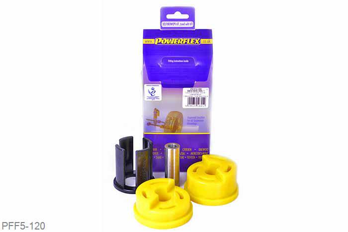 PFF5-120, Mini Mini Generation 1 (R50/52/53) (2000 - 2006), Lower Engine Mount Large Bush This replaces the complete original bush in bracket OE number: 22116756406, if you would like to fit an insert only then please use PFF5-107.   The bush comes with an insert giving the option to stiffen the mount up by fitting the insert into the voids enabling you to change the bush to suit your driving style., 1 stuk(s) benodigd  per auto, 1 stuk(s) in verpakking, prijs per set van 1 stuk(s)