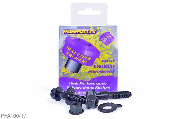 PFA100-17, Toyota Auris (2007 - 2011), PowerAlign Camber Bolt Kit (17mm) Kit contains 2 camber bolts, tab washers and nuts. Camber adjusting bolt to replace the original 17mm bolt.  Why not add our Magnetic Camber Gauge to your tool kit so that you can make pit garage adjustments to your suspension using PowerAlignCamber Bolts....ClickHEREfor more information. 17mm, 1 stuk(s) benodigd  per auto, 1 stuk(s) in verpakking, prijs per set van 1 stuk(s)