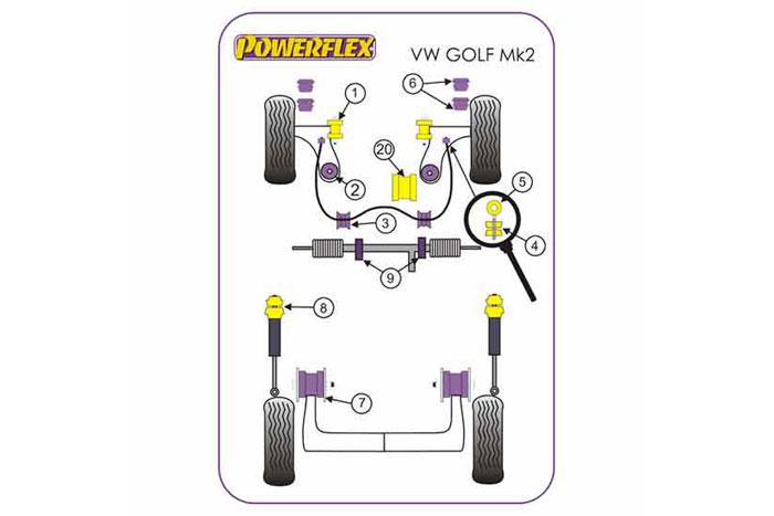 EXH006, VW Golf MK2 (1985 - 1992) 2WD, Exhaust Mounts , 1 stuk(s) benodigd  per auto, 1 stuk(s) in verpakking, prijs per set van 1 stuk(s)