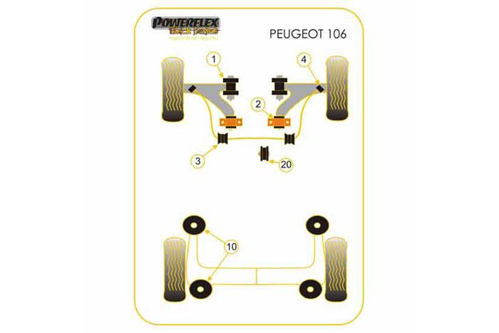 EXH005, Peugeot 106 and 106 GTi/Rallye Exhaust Mounts,  A=71mm B=50mm, 1 stuk(s) benodigd  per auto, 1 stuk(s) in verpakking, prijs per set van 1 stuk(s)