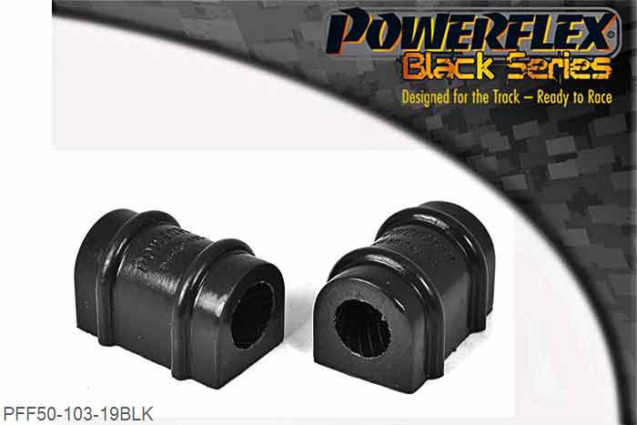 PFF50-103-19BLK, Peugeot 106 and 106 GTi/Rallye Anti Roll Bar Bush 19mm, This part replaces OEM Part number 5094.56 NOT SUITABLE FOR GTI/RALLYE MODELS 19mm, 2 stuk(s) benodigd  per auto, 2 stuk(s) in verpakking, prijs per set van 2 stuk(s)